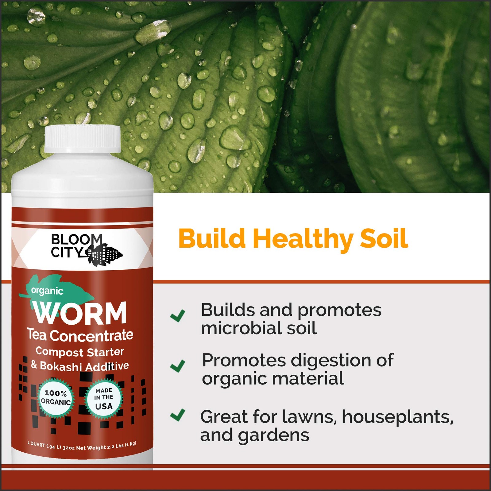 Organic Worm Tea Concentrate and Compost and Bokashi Booster, 1/2 Pint (8 oz)