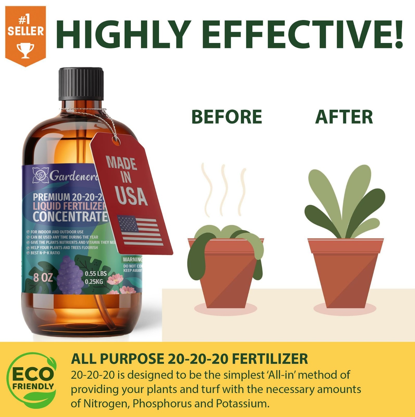 All-Purpose 20-20-20 Liquid Fertilizer Spray – Boosts Flowering & Yield for Frui