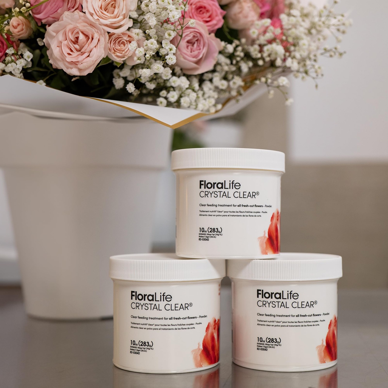 Flower Food Powder for Fresh-Cut Flowers, Vases & Floral Foam – 10 oz
