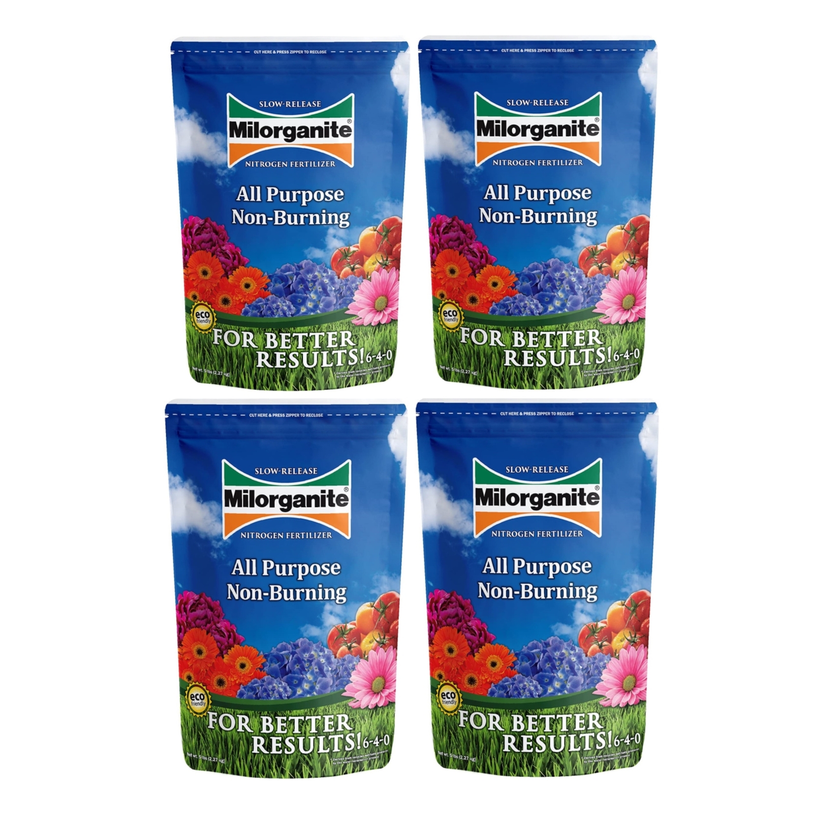 Milorganite All-Purpose Slow-Release Nitrogen Fertilizer 6-4-0, 5lb (Pack of 4)