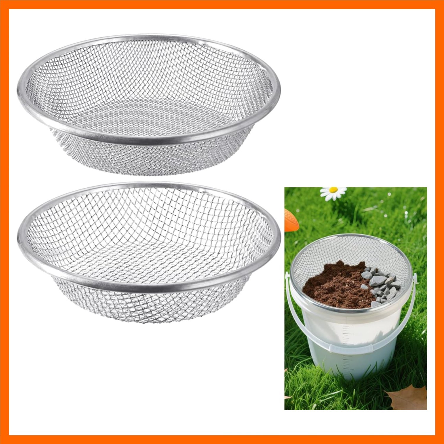 Soil Sifter Galvanized Screen, Soil Sieve for Compost Dirt Sand Rock, Rust-Re…