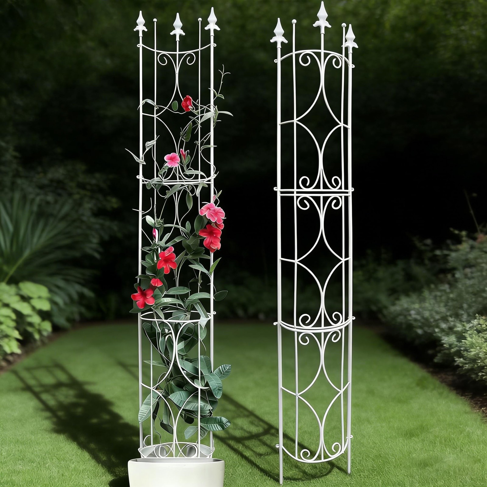 Thealyn Garden Trellis 2 Pack 72” H x 12” W Metal Plant Trellis Indoor/Outd…