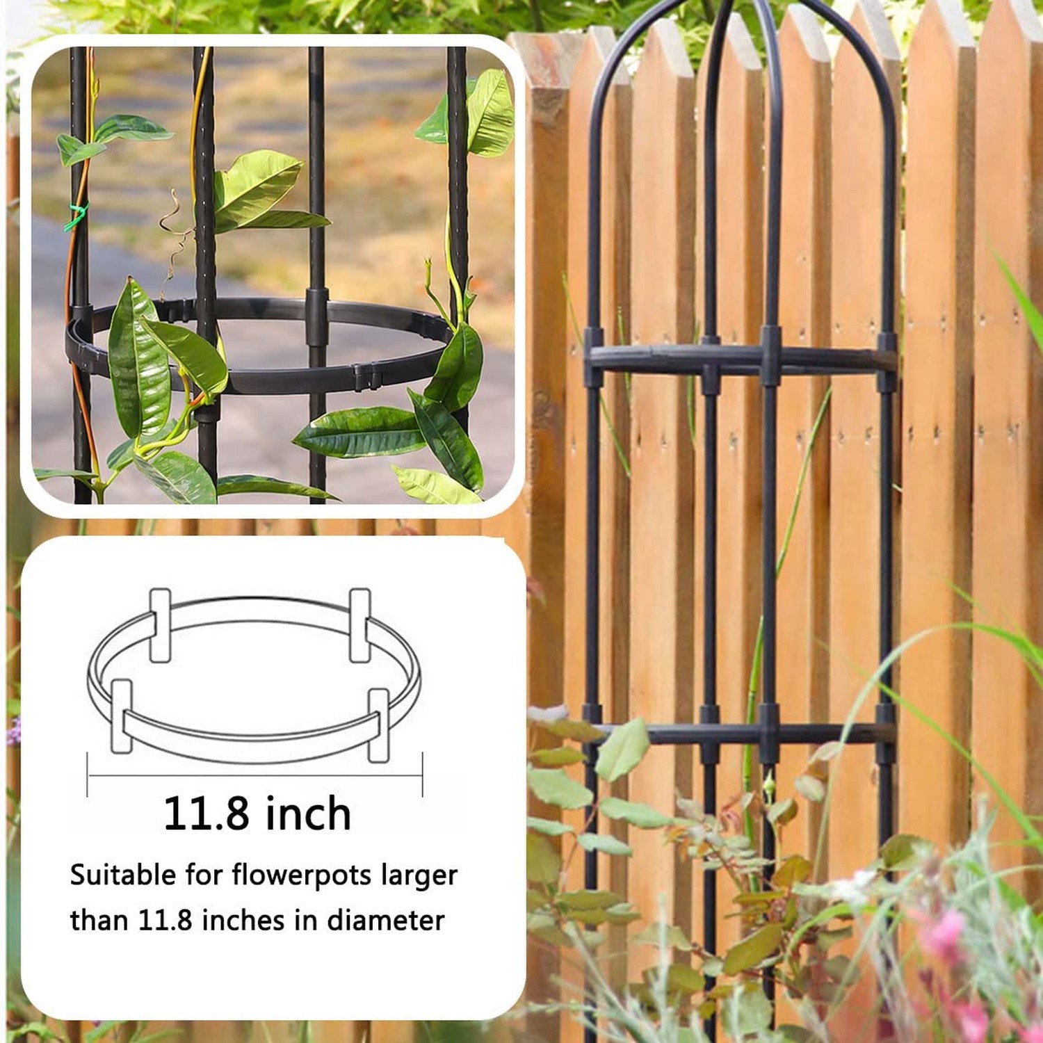 Garden Trellis for Climbing Plants Outdoor, Metal Plant Trellis with PE Coate…