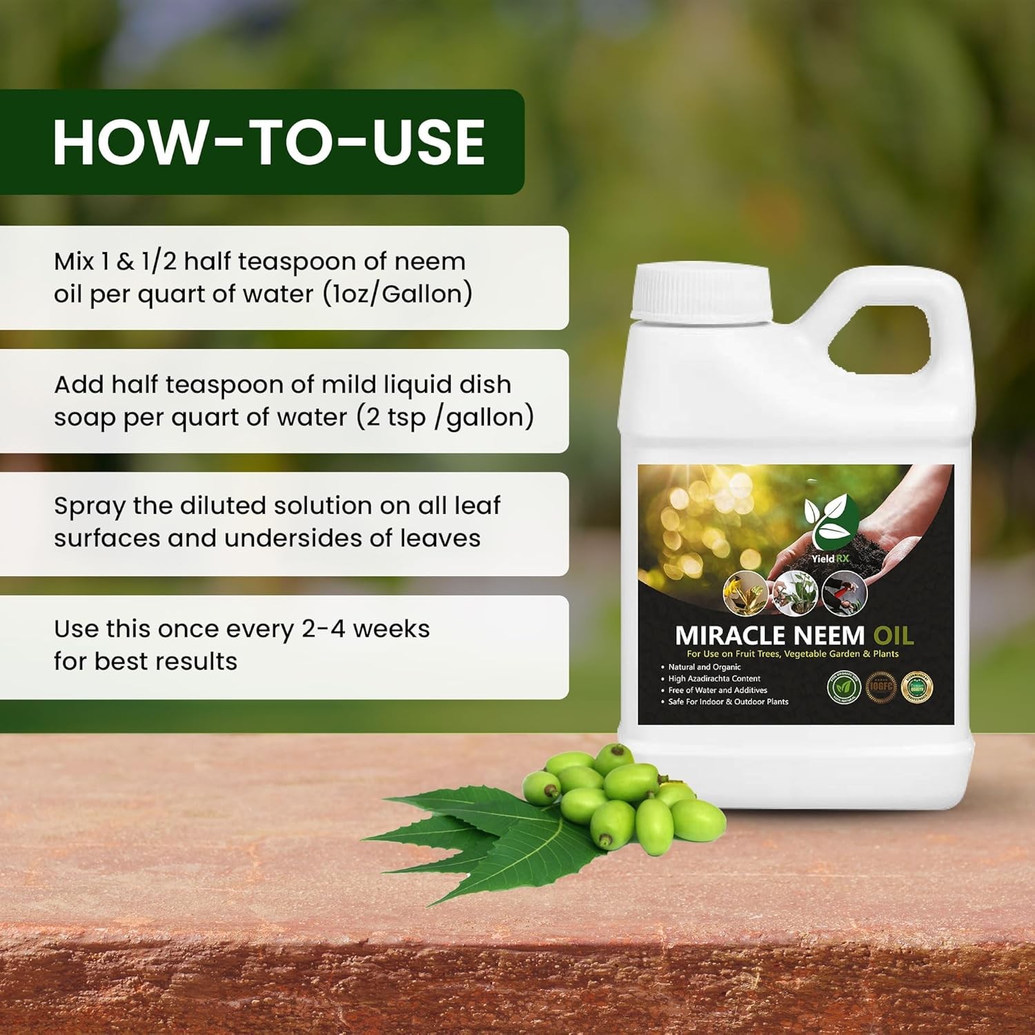 Yield Rx 100% Pure Cold Pressed Neem Oil for Indoor/Outdoor Plants & Vegetables