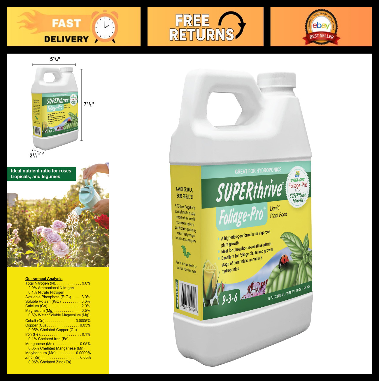 Liquid Plant Fertilizer 32oz – Foliage Pro for Bloom & Growth, Nutrient-Rich