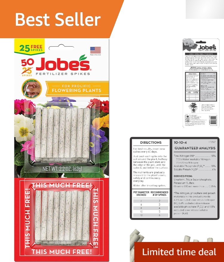 50 Count Jobe’s 10-10-4 Fertilizer Spikes for Thriving Indoor Flowering Plants