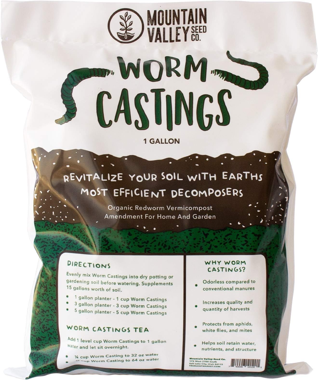 Earth Worm Castings – Organic Red Worm Compost Soil Amendment – .13 Cubic Foo…