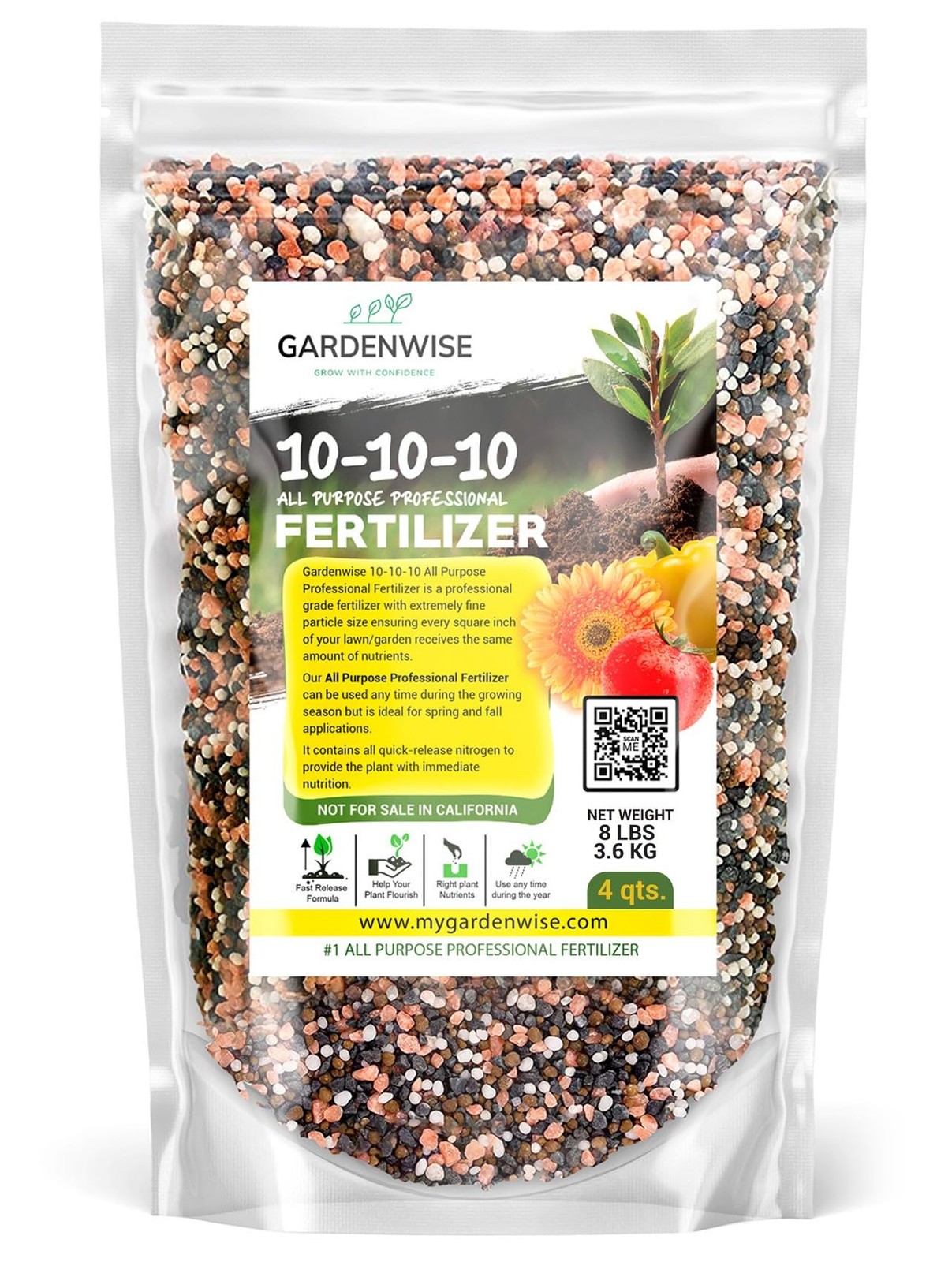 -10-10 Slow Release All-Purpose Granular Plant Fertilizer 4 Quarts