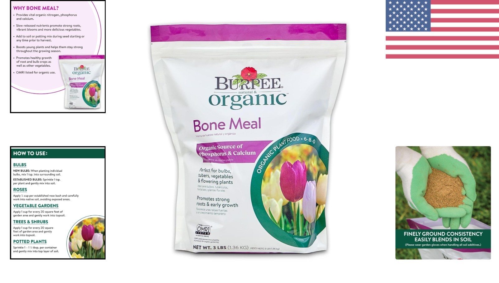 3 lb Bone Meal Fertilizer for Enhanced Plant Growth & Root Development