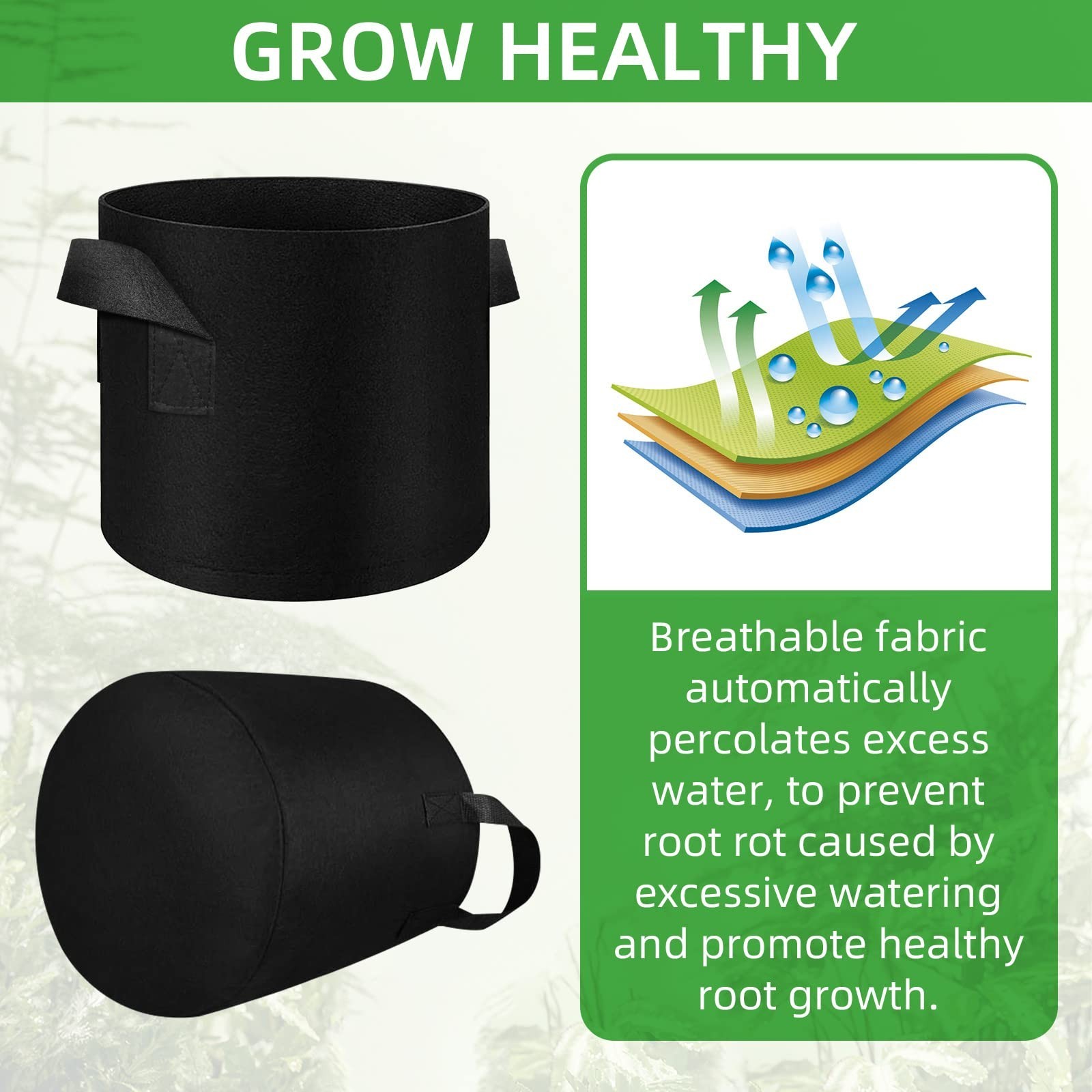 LITLANDSTAR 100-Pack 10 Gallon Grow Bags, Heavy Duty Thickened Nonwoven Aerat…