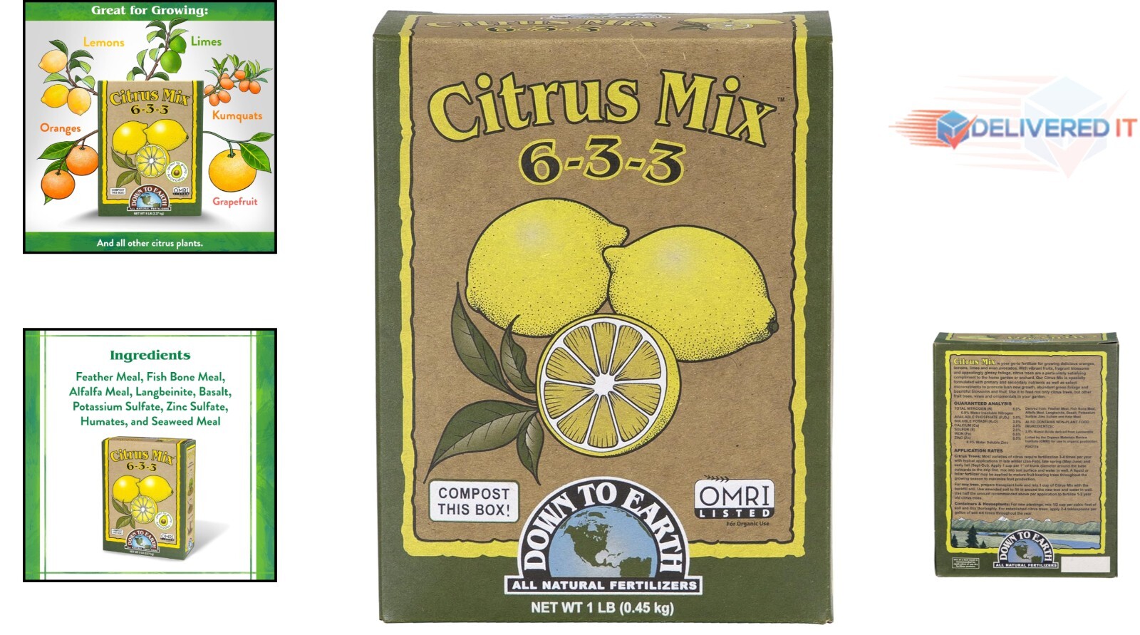 Organic Citrus Fertilizer Granules 1 lb 6-3-3 Nutrients for Trees and Plants