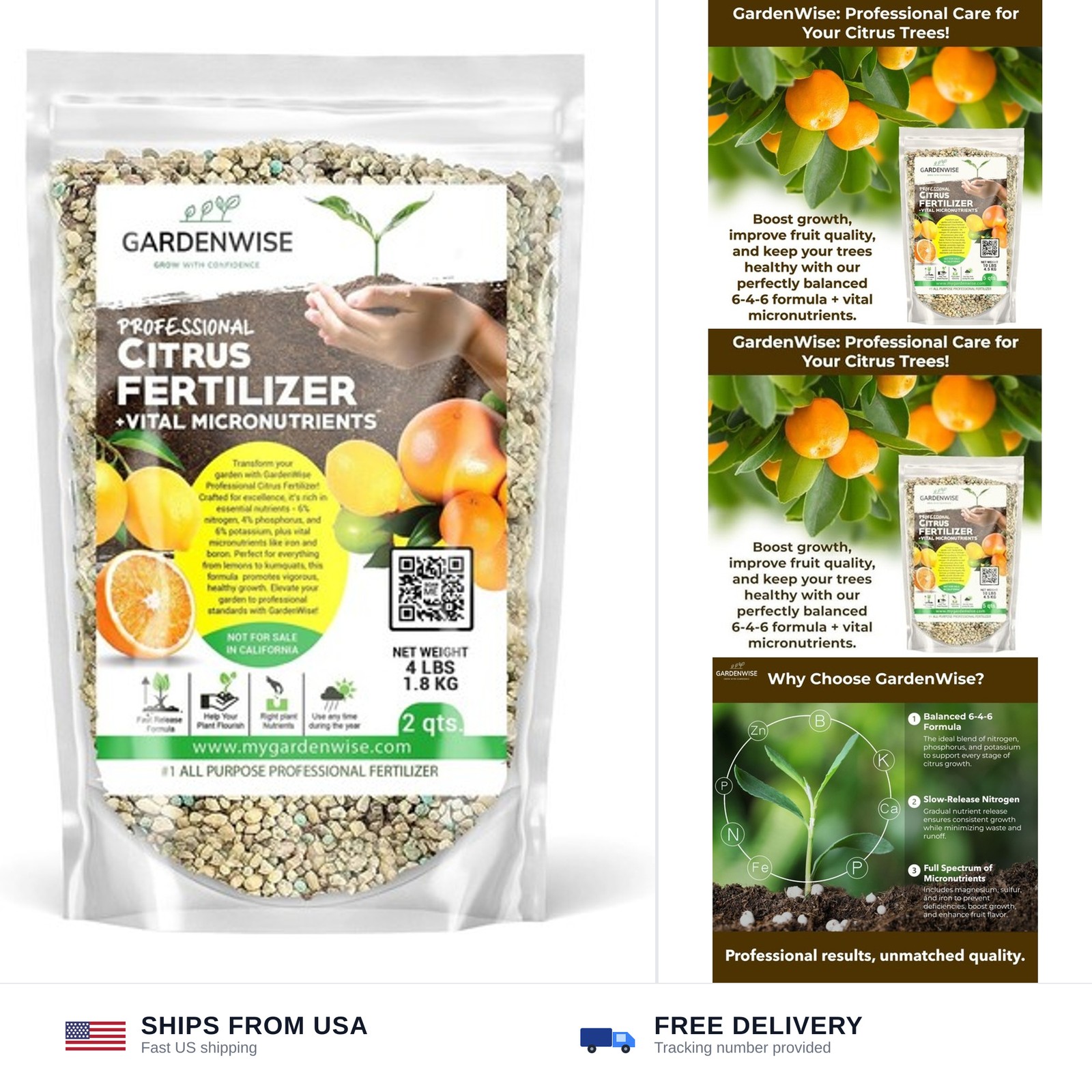 GARDENWISE Professional Citrus Fertilizer + Vital Micronutrients; Perfect Bal…