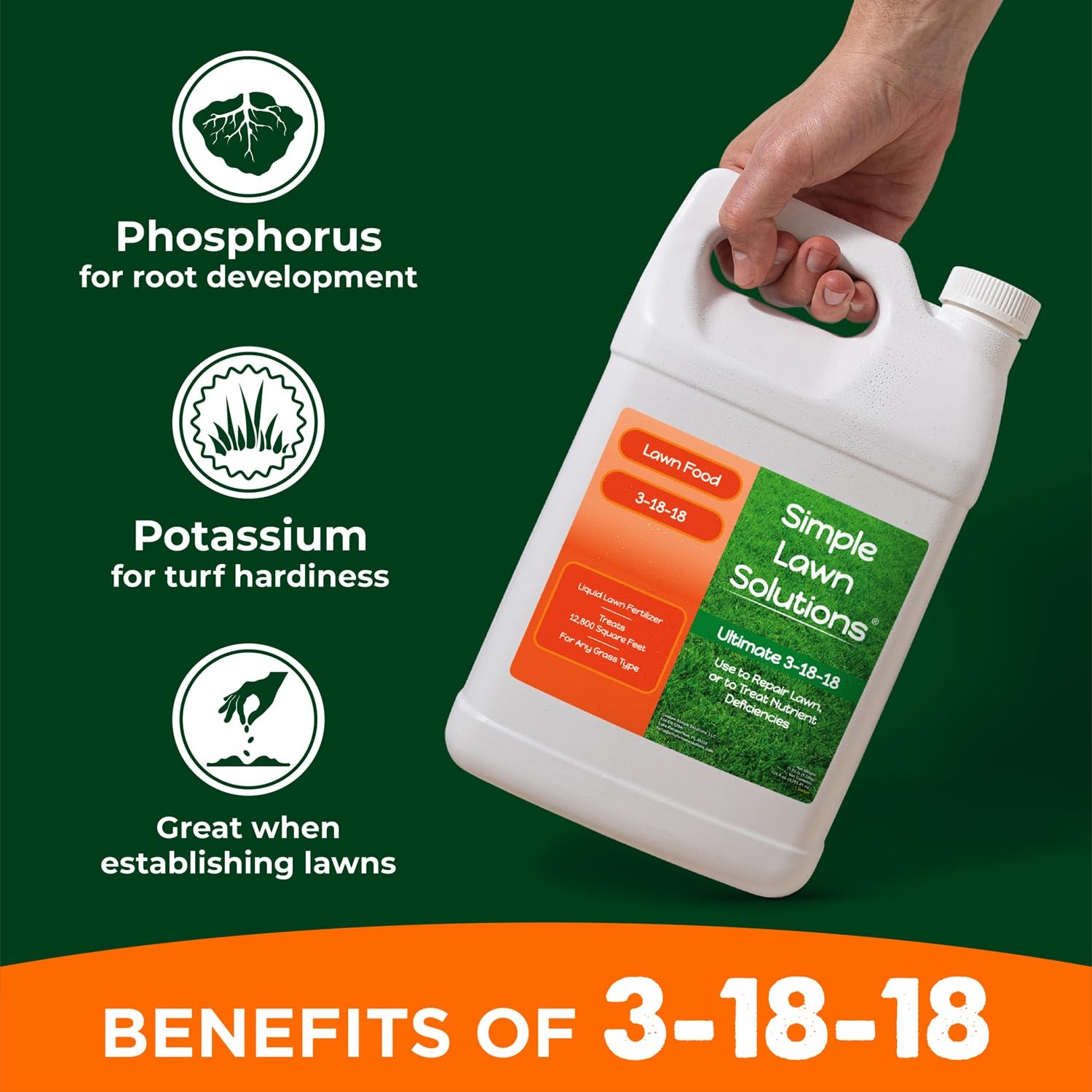 Ultimate 3-18-18 Lawn Food Liquid Fertilizer- Easy to Use Concentrated Spray-