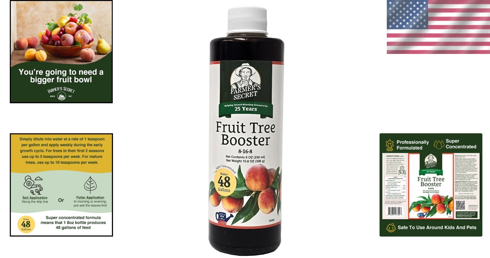 Farmers Secret Fruit Tree Fertilizer Booster 8oz Concentrated Peach Apple Banana