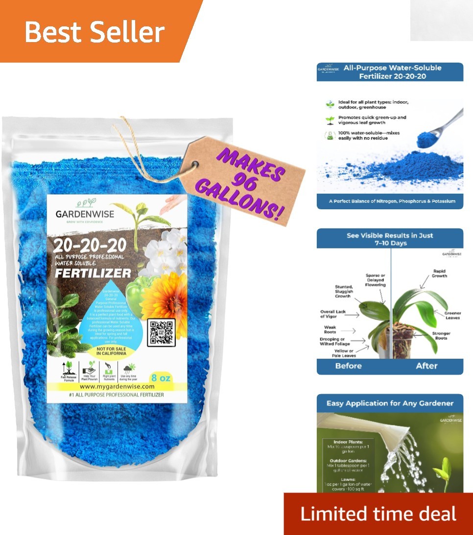20-20-20 Fertilizer Powder for Vibrant Orchids, Lawns & Gardens – 8 oz