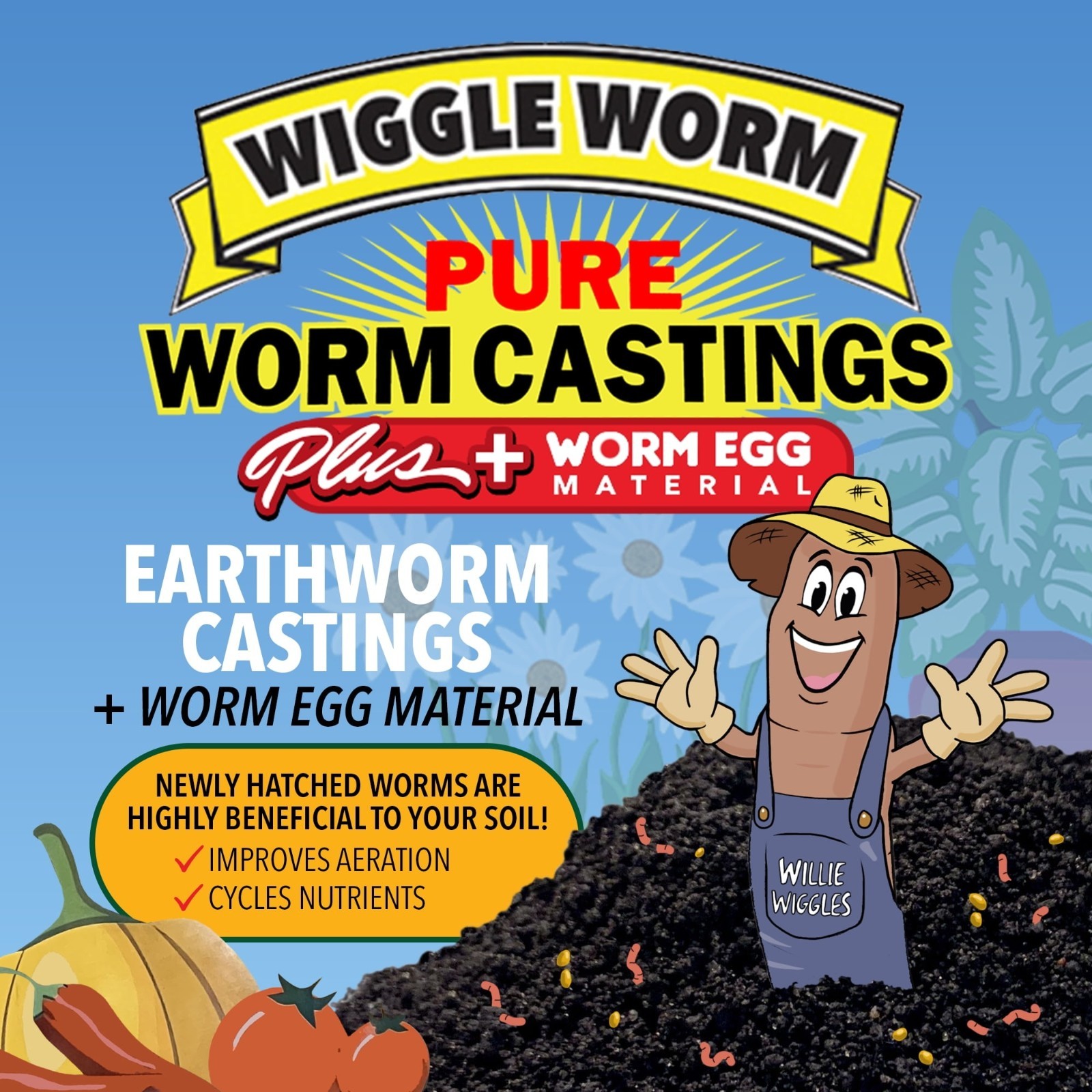 Wiggle Worm 100% Pure Worm Castings Plus Worm Egg Material, 40lbs – Fertilizer