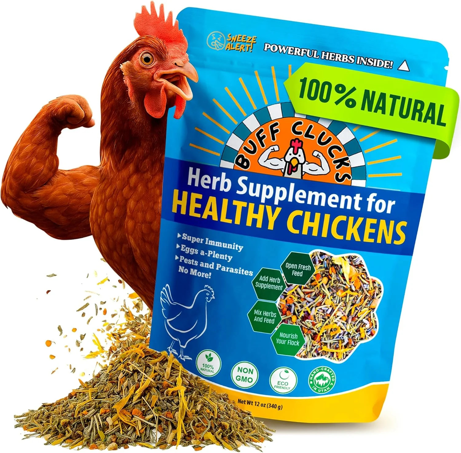Herb Supplement for Backyard Chickens – Natural Chicken Treats, Poul