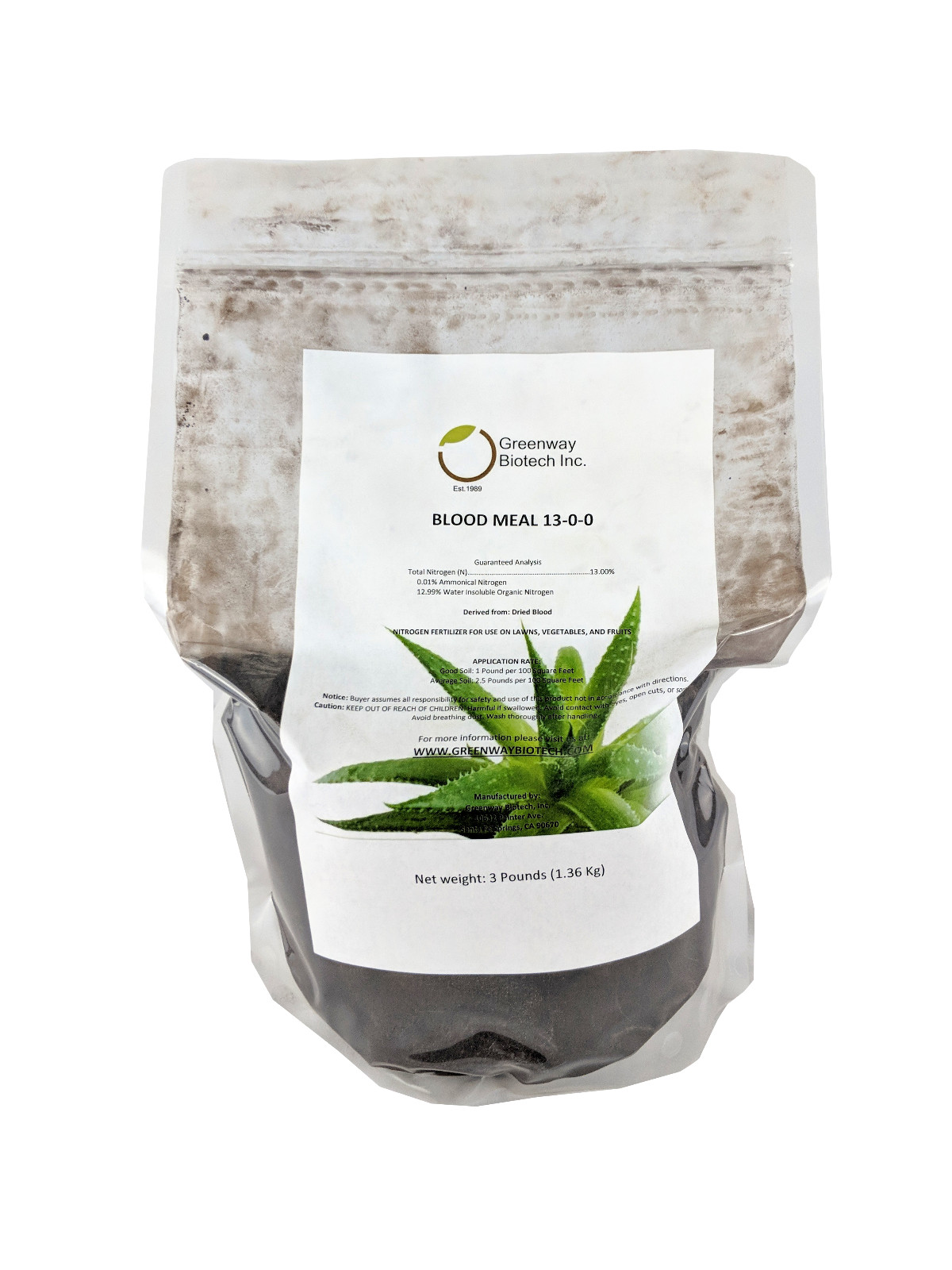 Blood Meal Fertilizer 13% Nitrogen Highest Nitrogen Fertilizer 3 Pounds