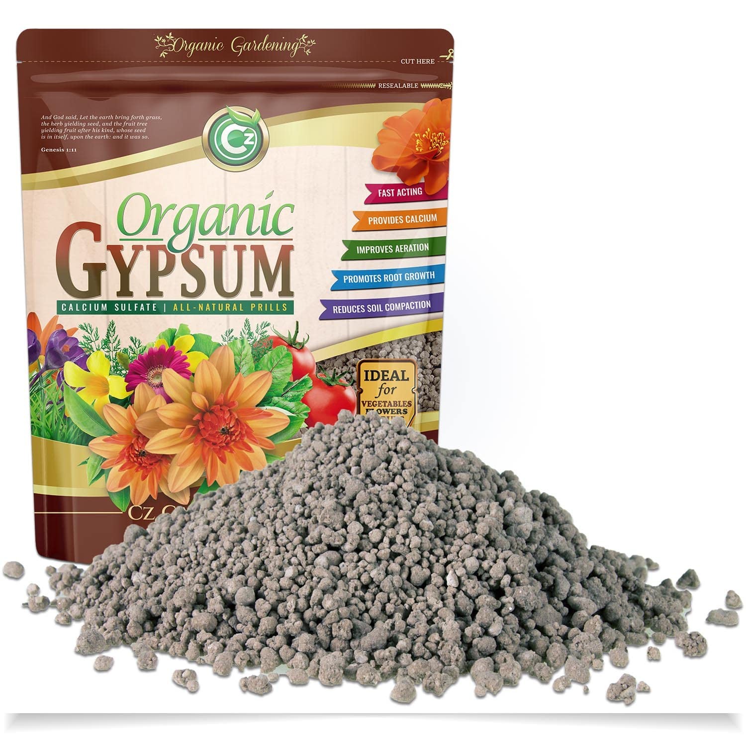 Gypsum Granules – Made in USA – Calcium Sulfate Dihydrate -Garden Soil Amendment