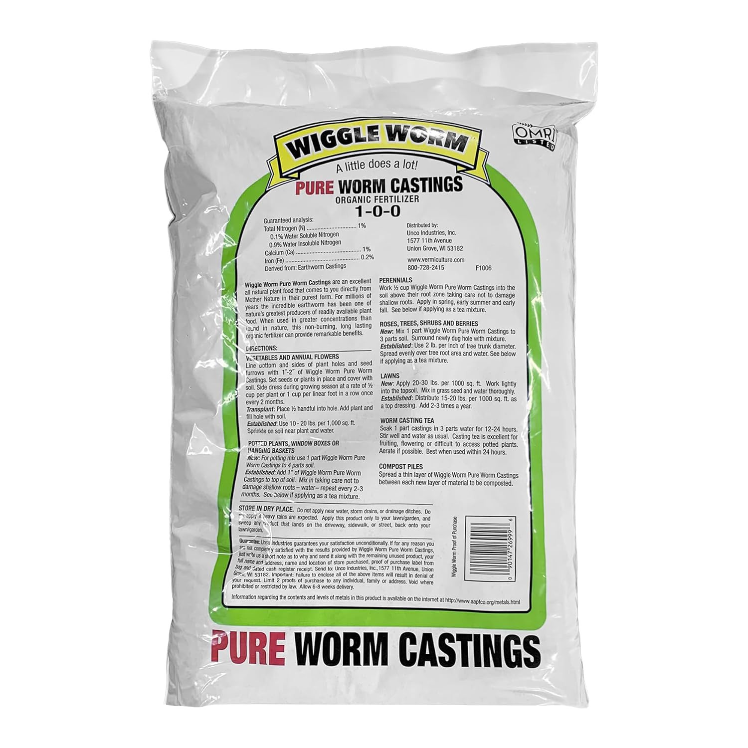 100% Pure Organic Mineral-Dense Worm Castings Fertilizer, 30Lbs – Improves Soil