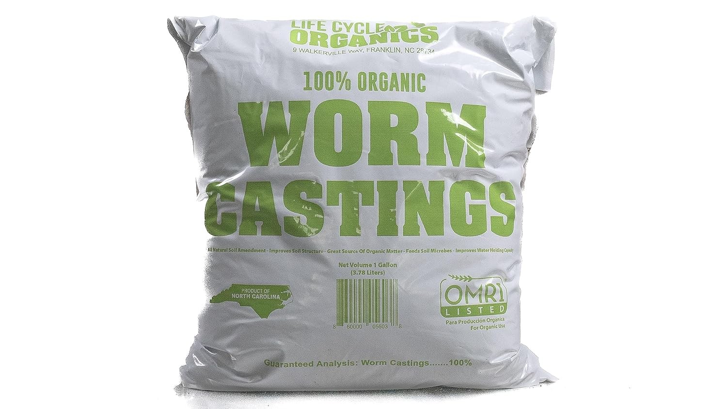 100% Organic Worm Castings 1 Gallon 6lbs Compost Fertilizer for Plants