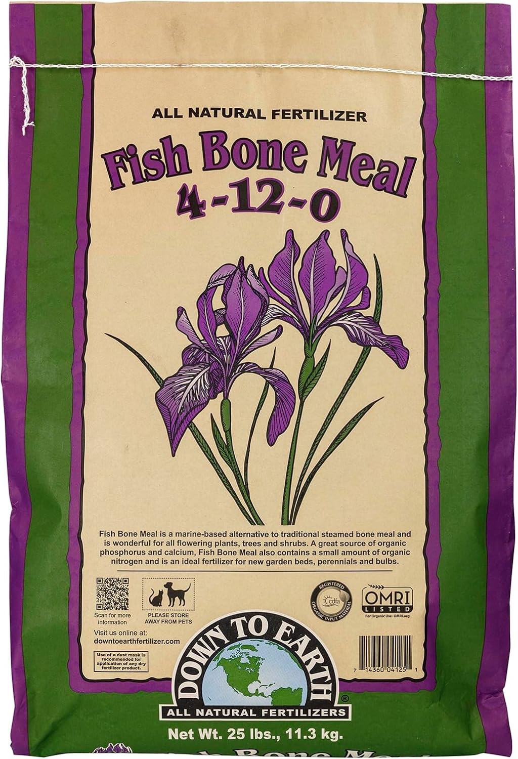 Organic Fish Bone Meal 4-12-0 25lb High Phosphorus Plant Food Buds Bulbs Blooms