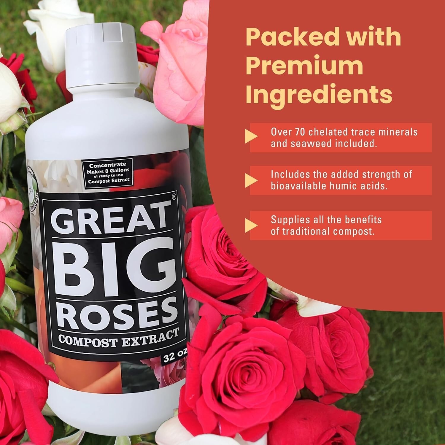 Boost Your Roses Naturally with 32oz Concentrate – Makes 8 Gallons of Fertilizer