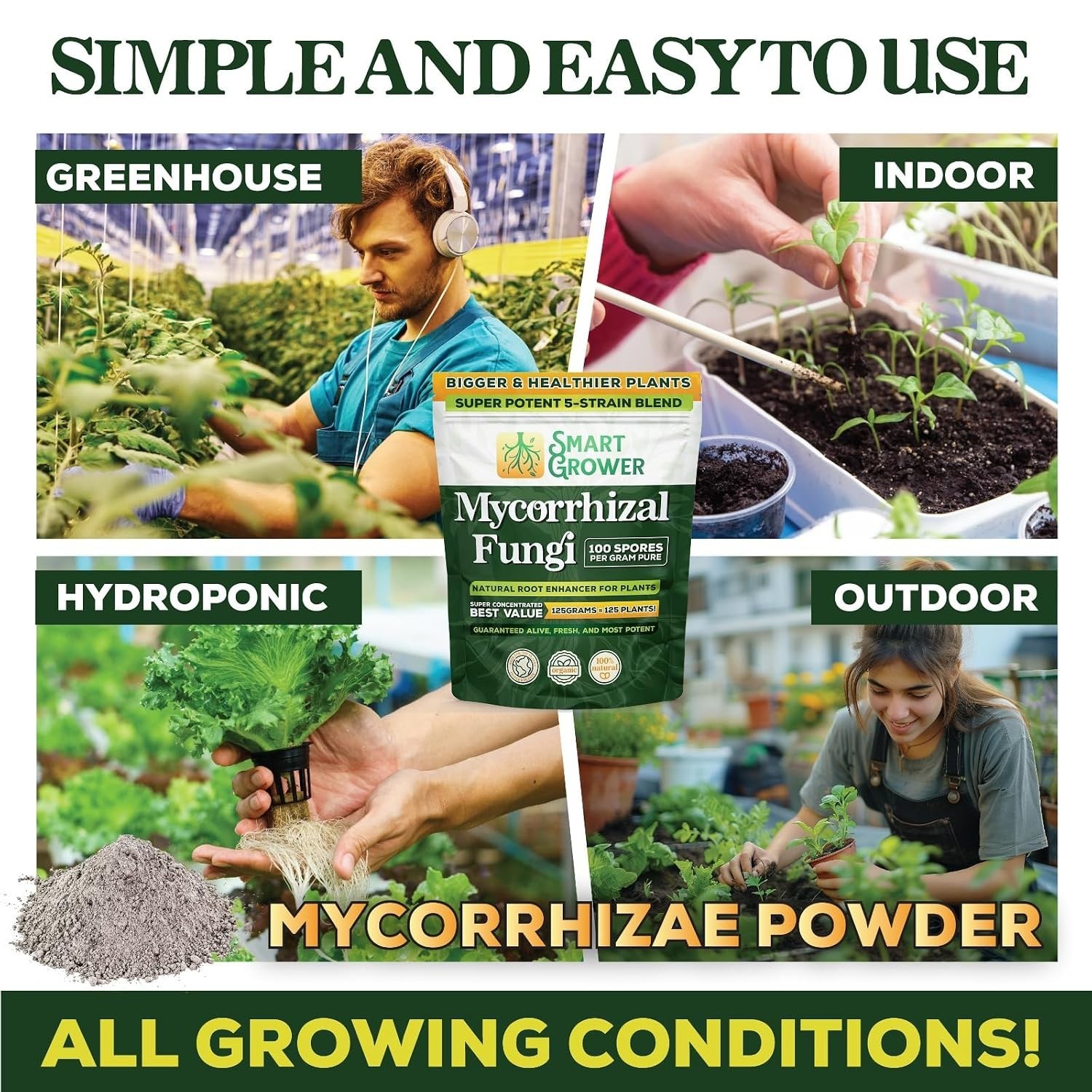 Mycorrhizal Fungi Root Enhancer 5-Strain Blend 125G, Treats 125 Plants | 100 …
