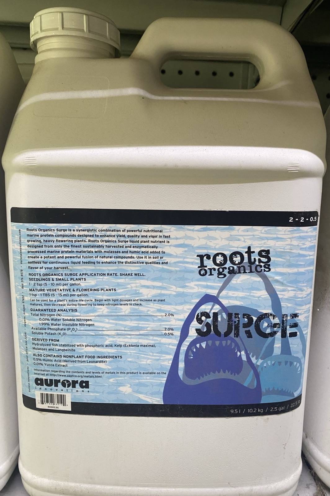 Roots Organics Surge 2.5 Gallon Aurora Innovations