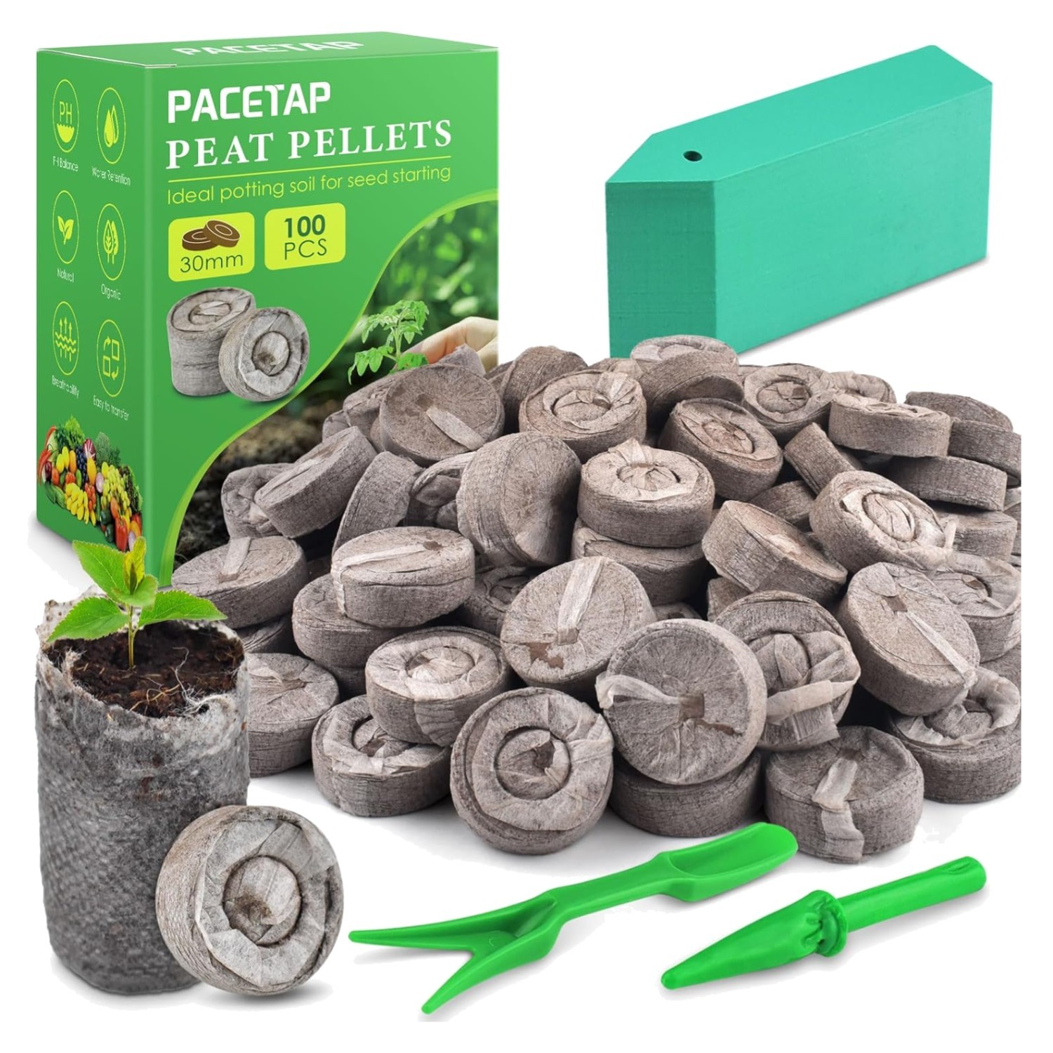 100 Pcs 30Mm Peat Pellets Seed Starter Soil Pods Plugs for Vegetable Seedling
