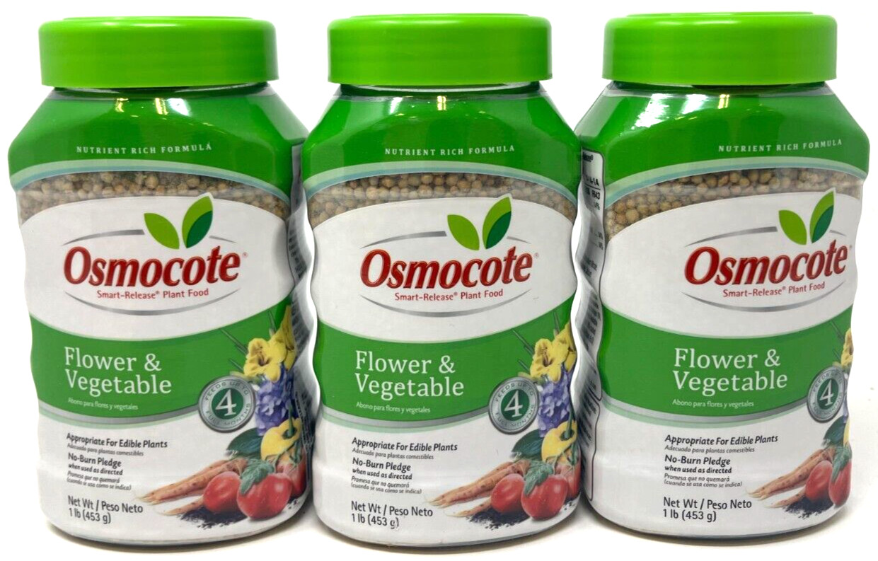 (3) Osmocote Smart-Release Plant Food Flower & Vegetable Sealed 1 lb EACH