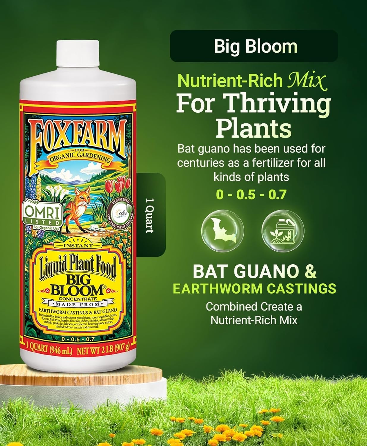 Fox Farm Big Bloom Liquid Plant Food – Organic Bloom Fertilizer for Flowering…