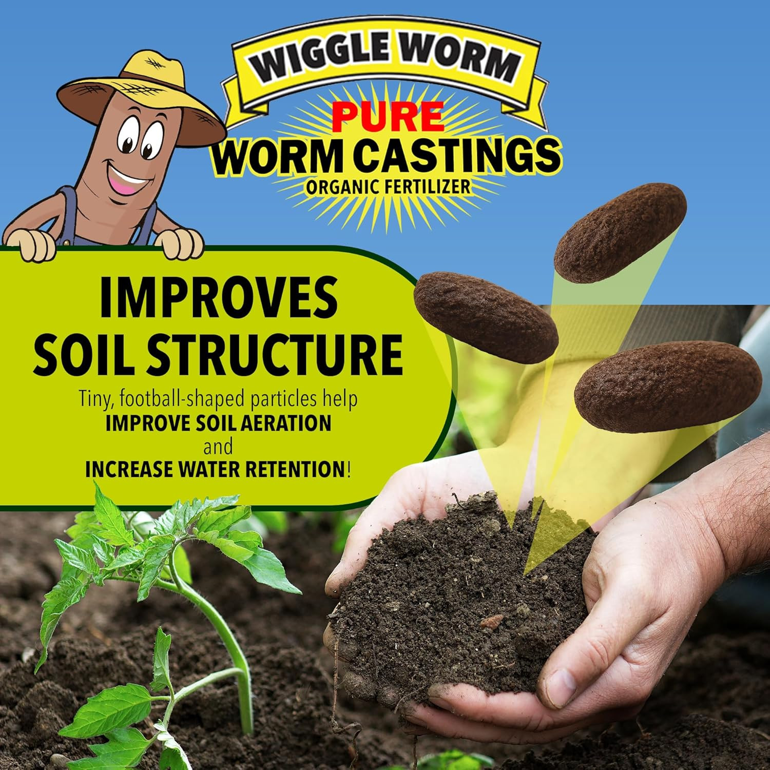 100% Pure Organic Mineral-Dense Worm Castings Fertilizer, 30Lbs – Improves Soil
