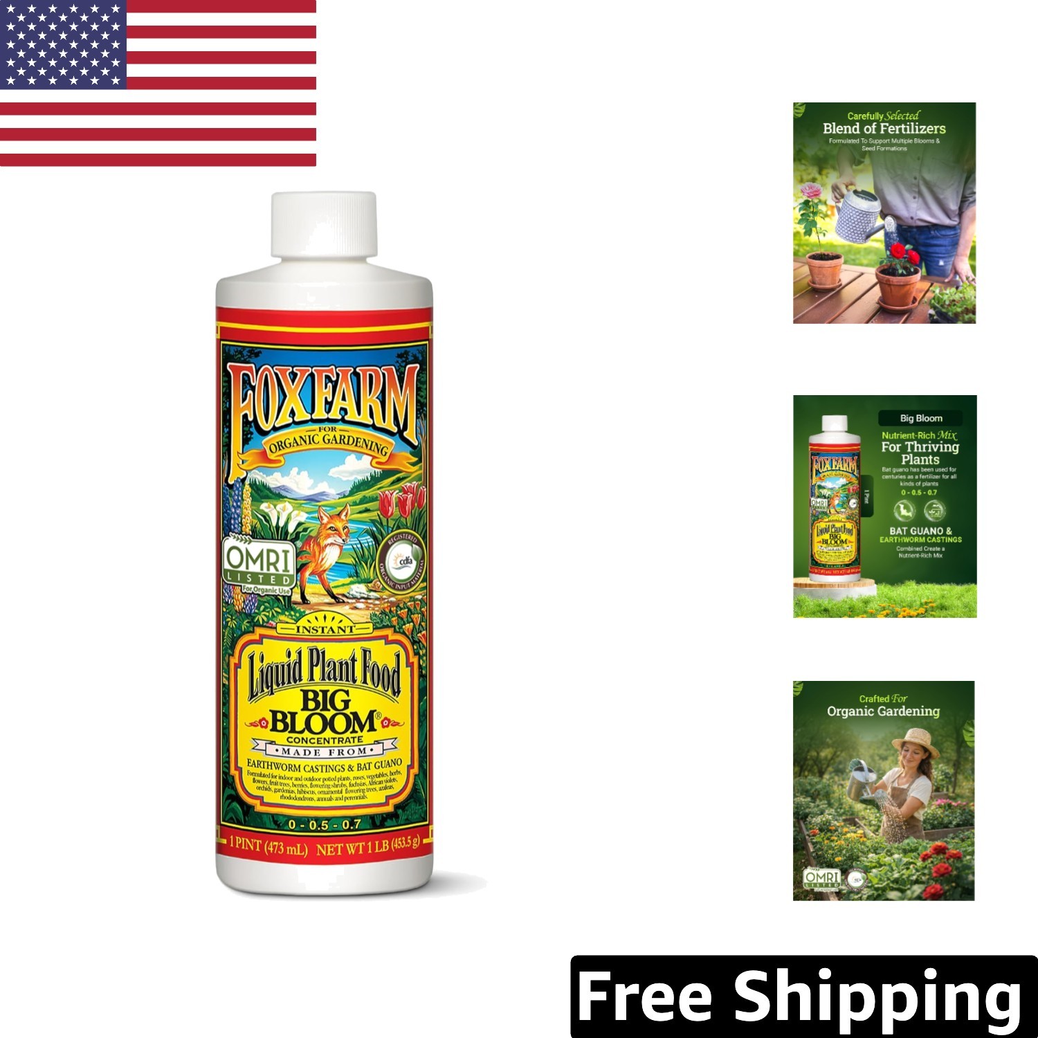 Nutrient-Rich Fox Farm Big Bloom Fertilizer – Supports All Growth Stages, 1 Pint