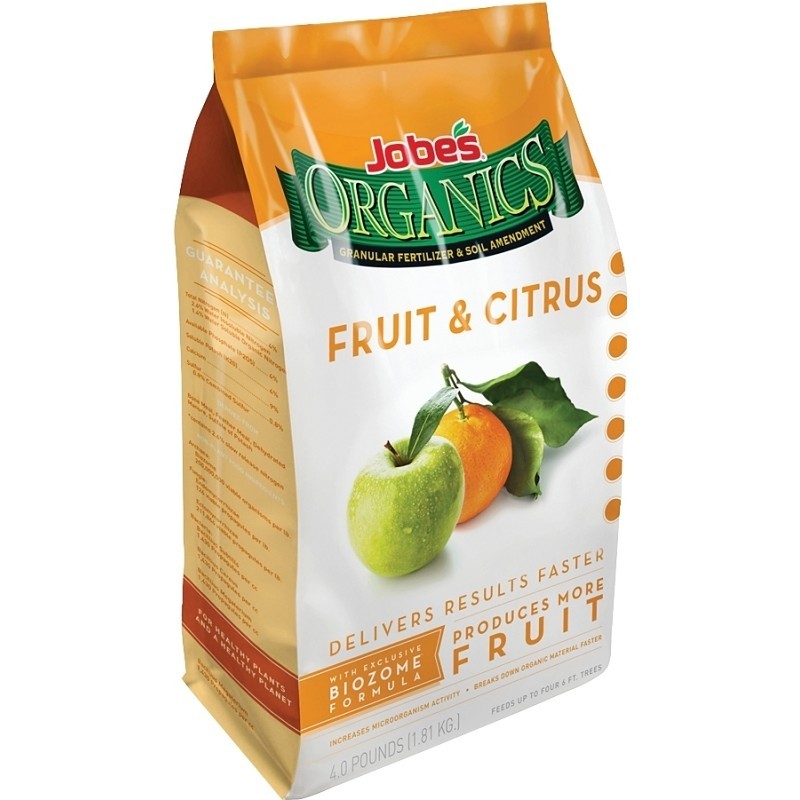 Jobes 09226 Fruit and Citrus Organic Plant Food, 4 lb, Granular, 3-5-5 N-P-K Rat