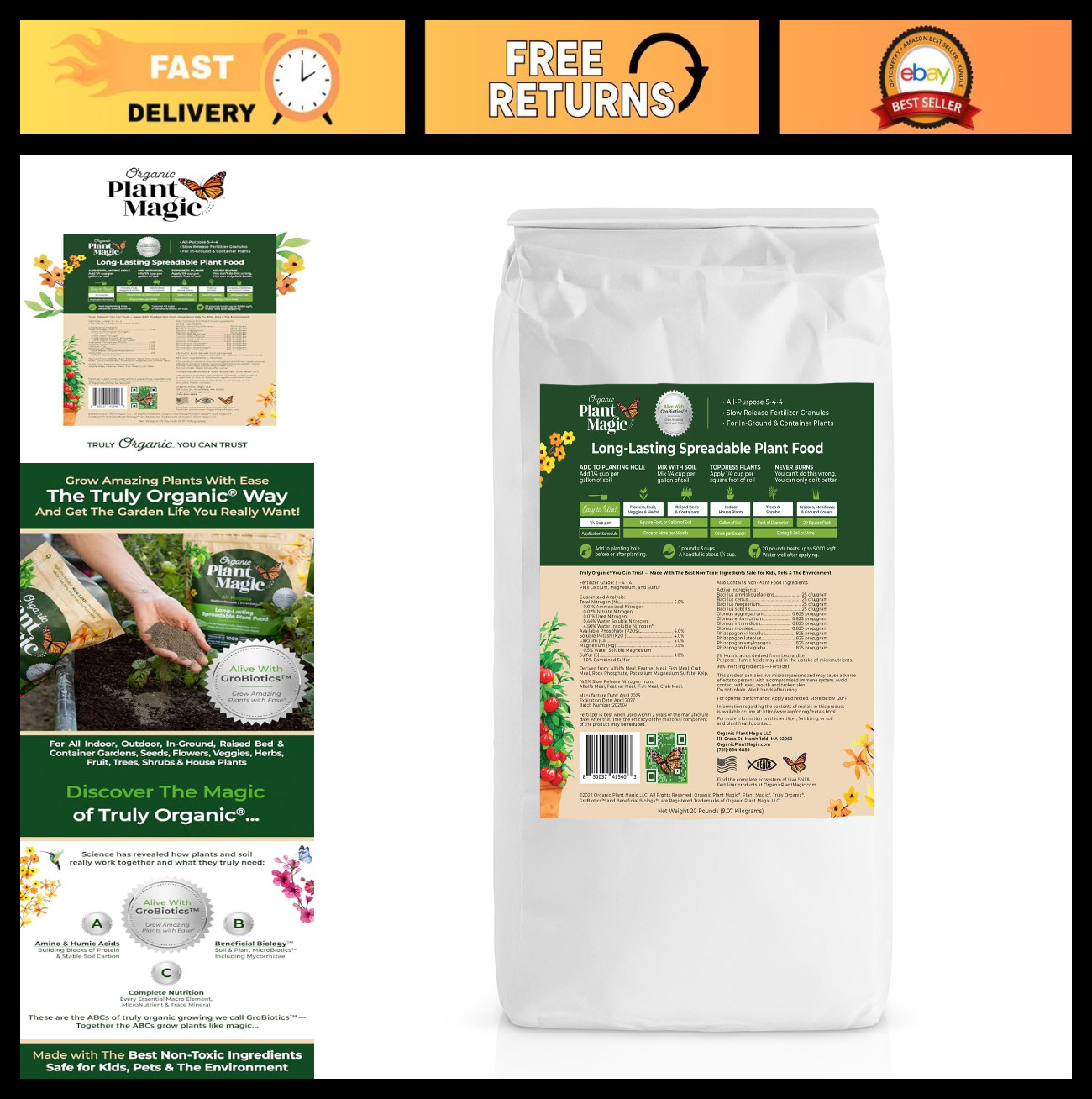 Organic All-Purpose Fertilizer Granules – Long-Lasting Plant Food for Flowers, V