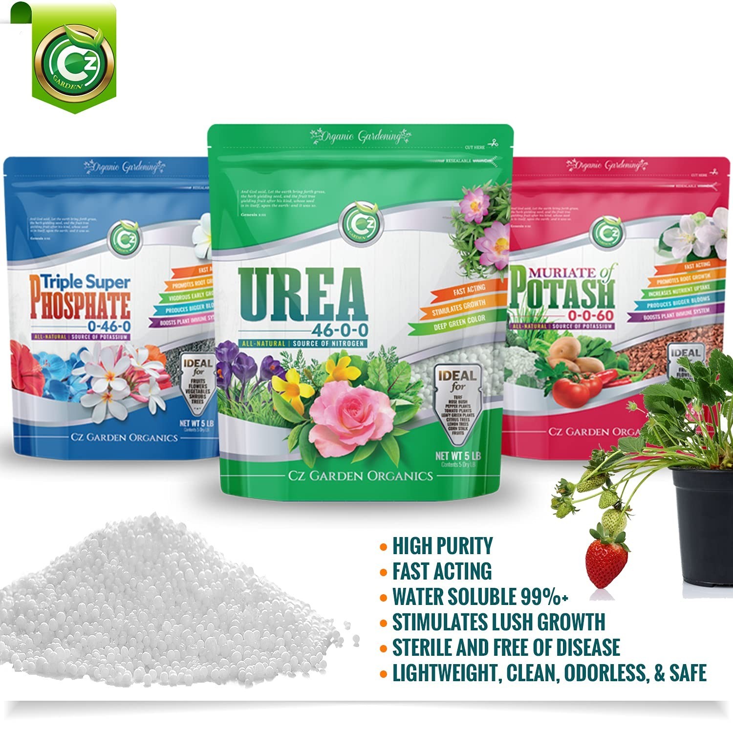 Urea Fertilizer 46-0-0 Made in USA Plant Food for Indoor/Outdoor Flowers & Ga…