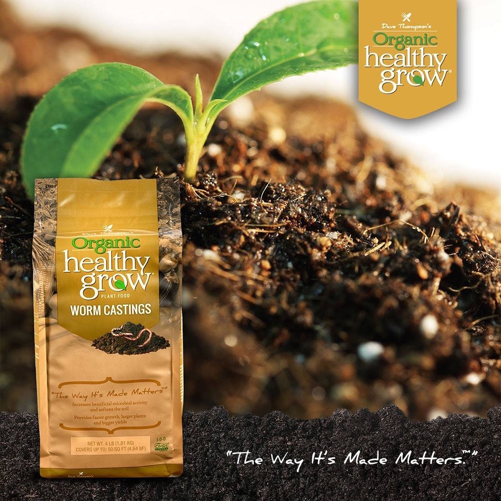 NEW! Organic Healthy Grow Worm Castings Garden Plant Food Fertilizer, 4 lb Bag