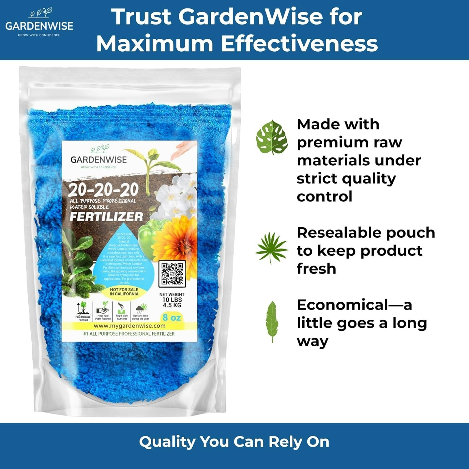 Versatile 20-20-20 Water Soluble Fertilizer for Thriving Gardens, Orchids & More