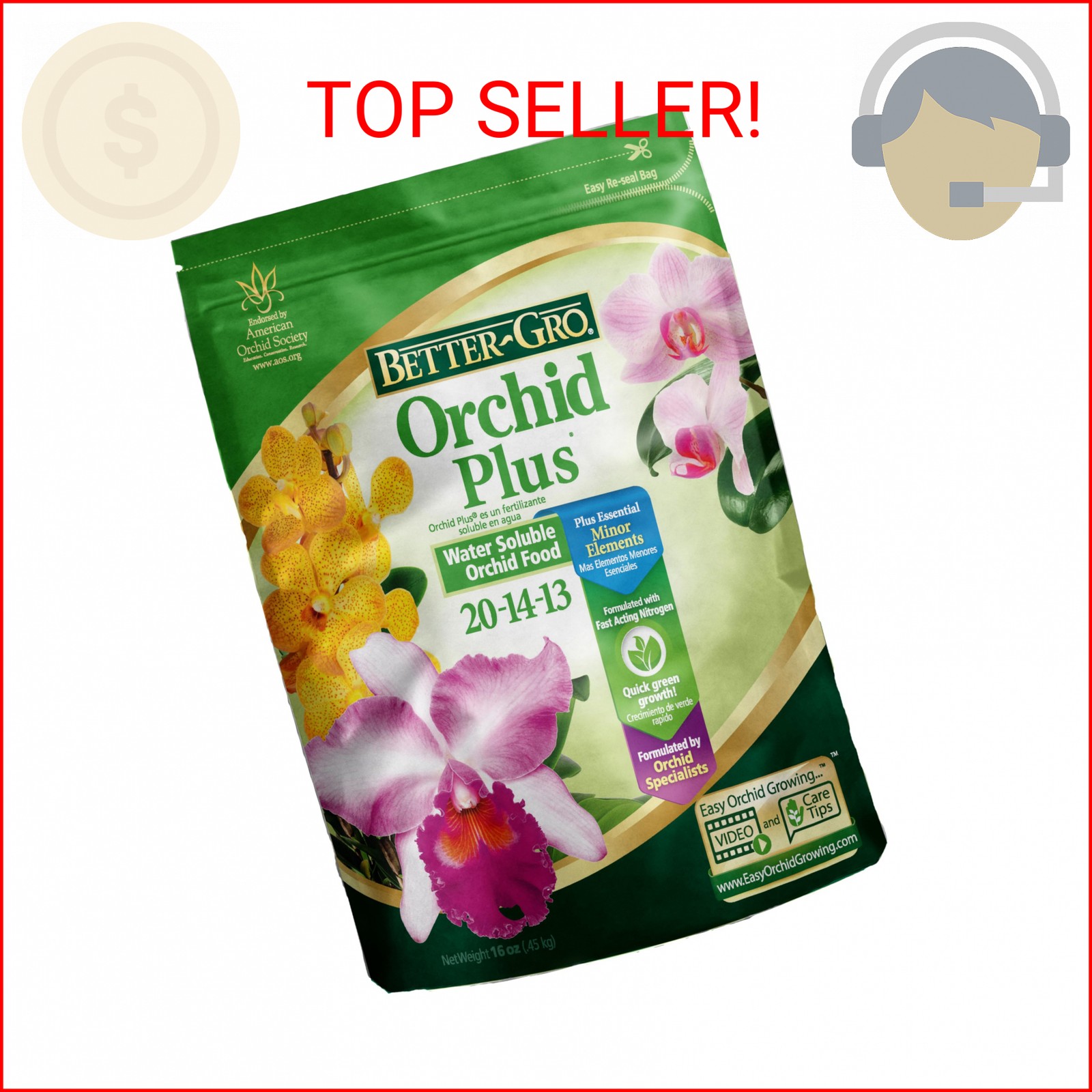 Better-Gro Orchid Plus 20-14-13 – Urea-Free Orchid Fertilizer for Vigorous Growt