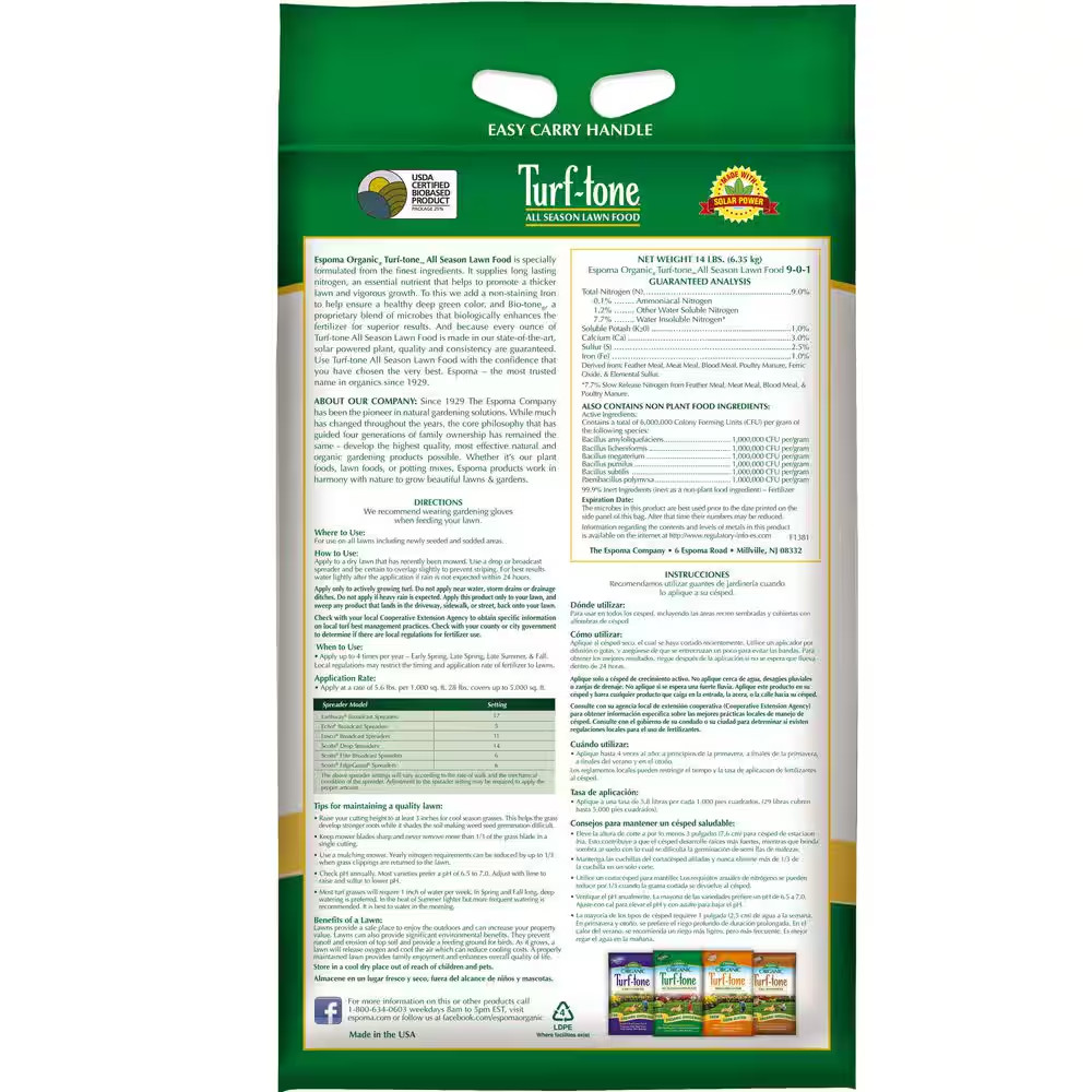 Turf Tone 14 Lbs. Organic All Season Lawn Food 9-0-1