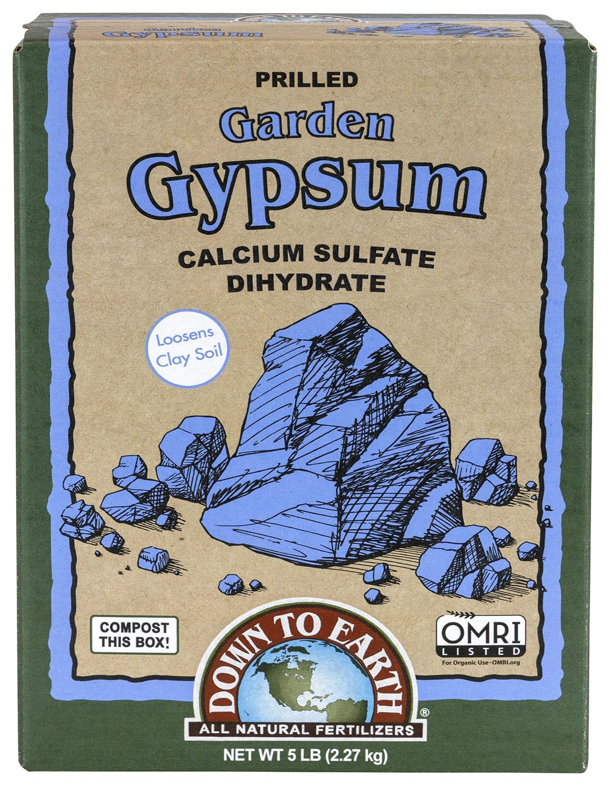 Down To Earth Organic Gypsum Fertilizer 5 Lb Improves Clay Soil Drainage