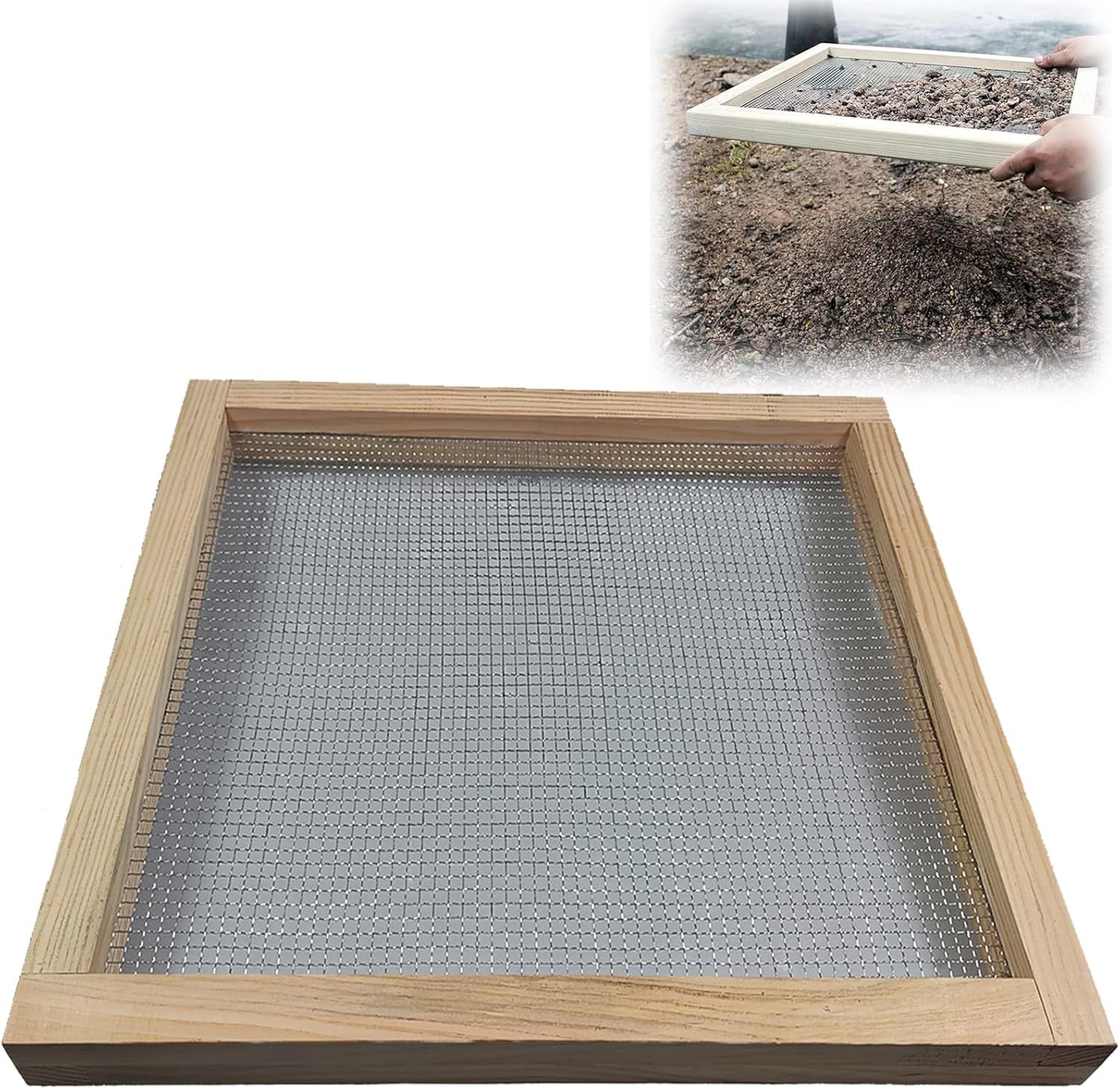 Soil Sifter for Garden, Multi-Purpose Wood Compost Dirt Sifter Soil Screen Di…
