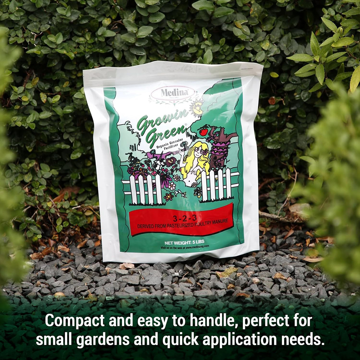 Growin Green 3-2-3 Organic Fertilizer 5 lb Bag OMRI Listed by Medina