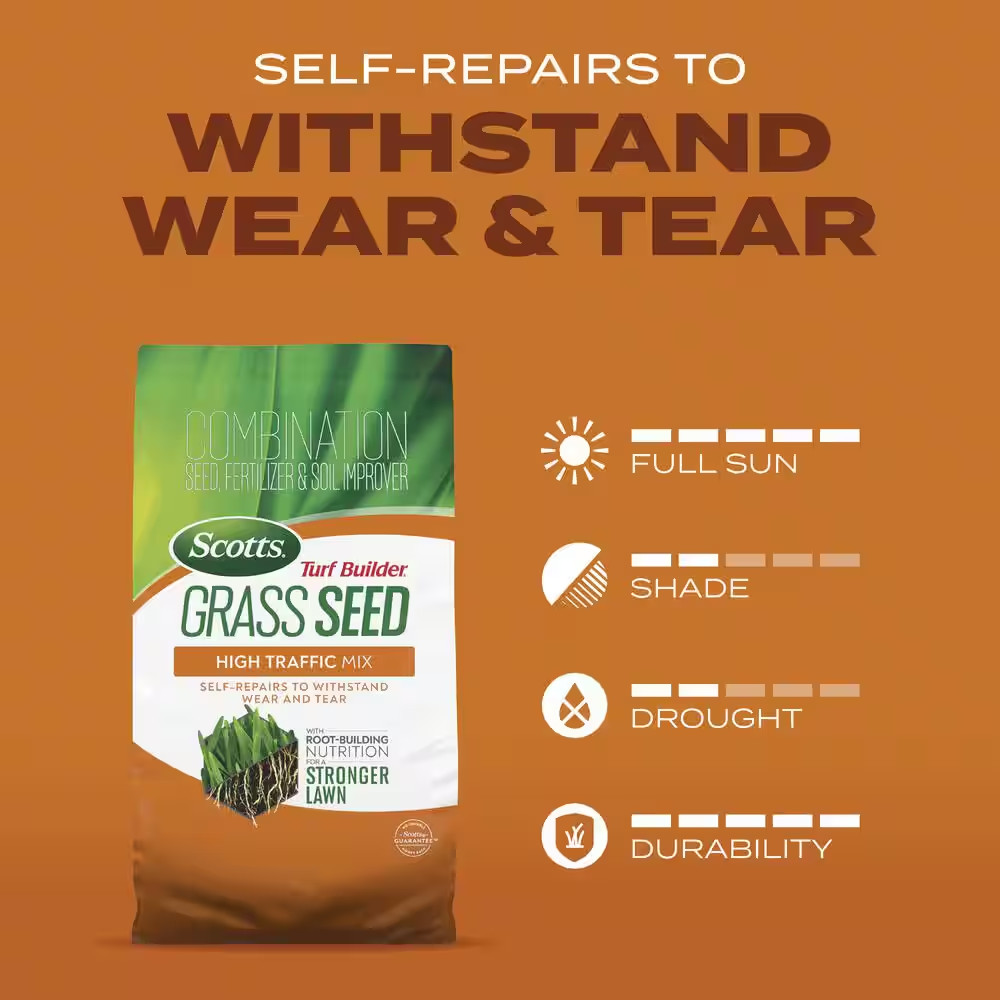 Turf Builder 2.4 Lbs. Grass Seed High Traffic Mix with Fertilizer and Soil Impro
