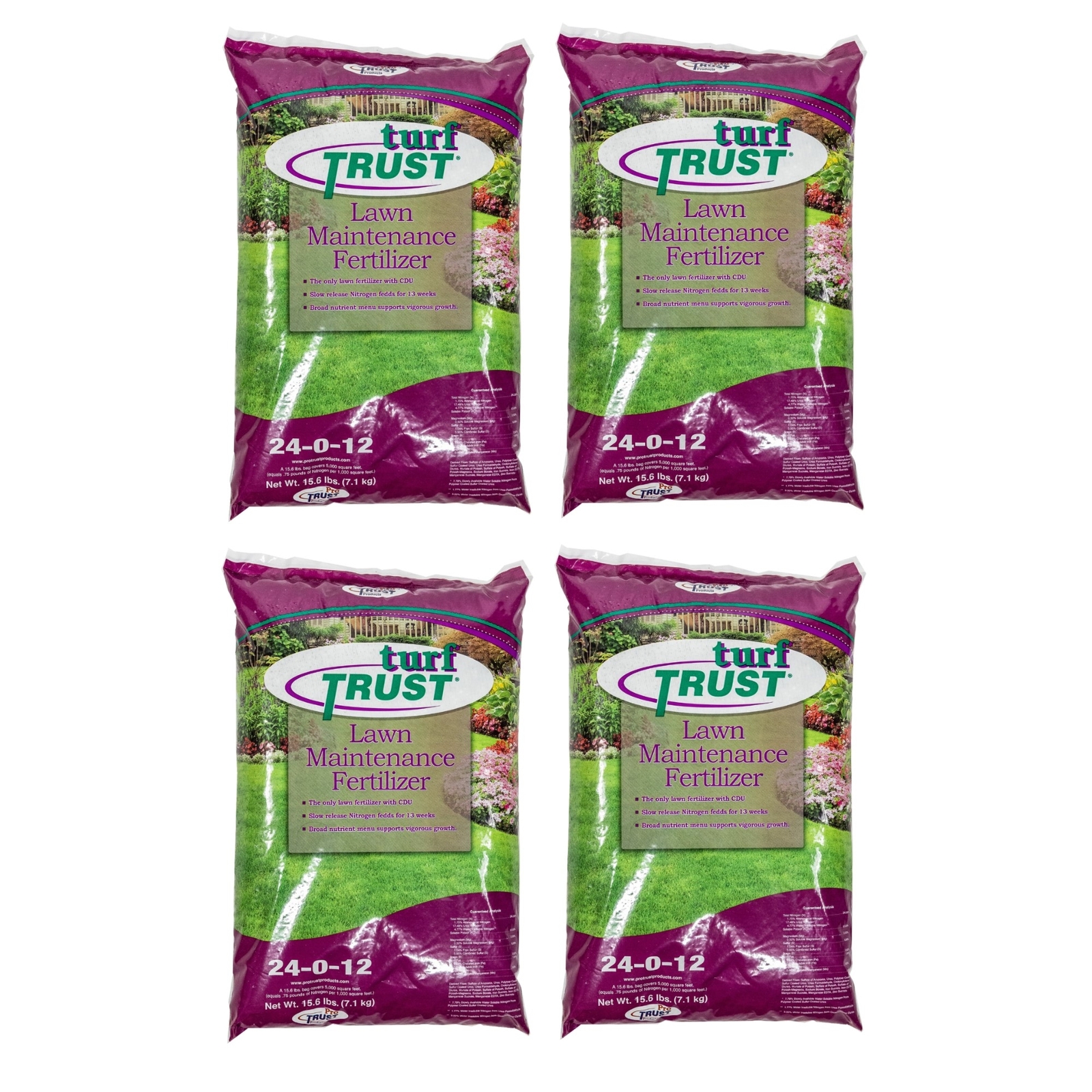Turf Trust 10M Lawn Maintenance Fertilizer 24-0-12 (Pack of 4)