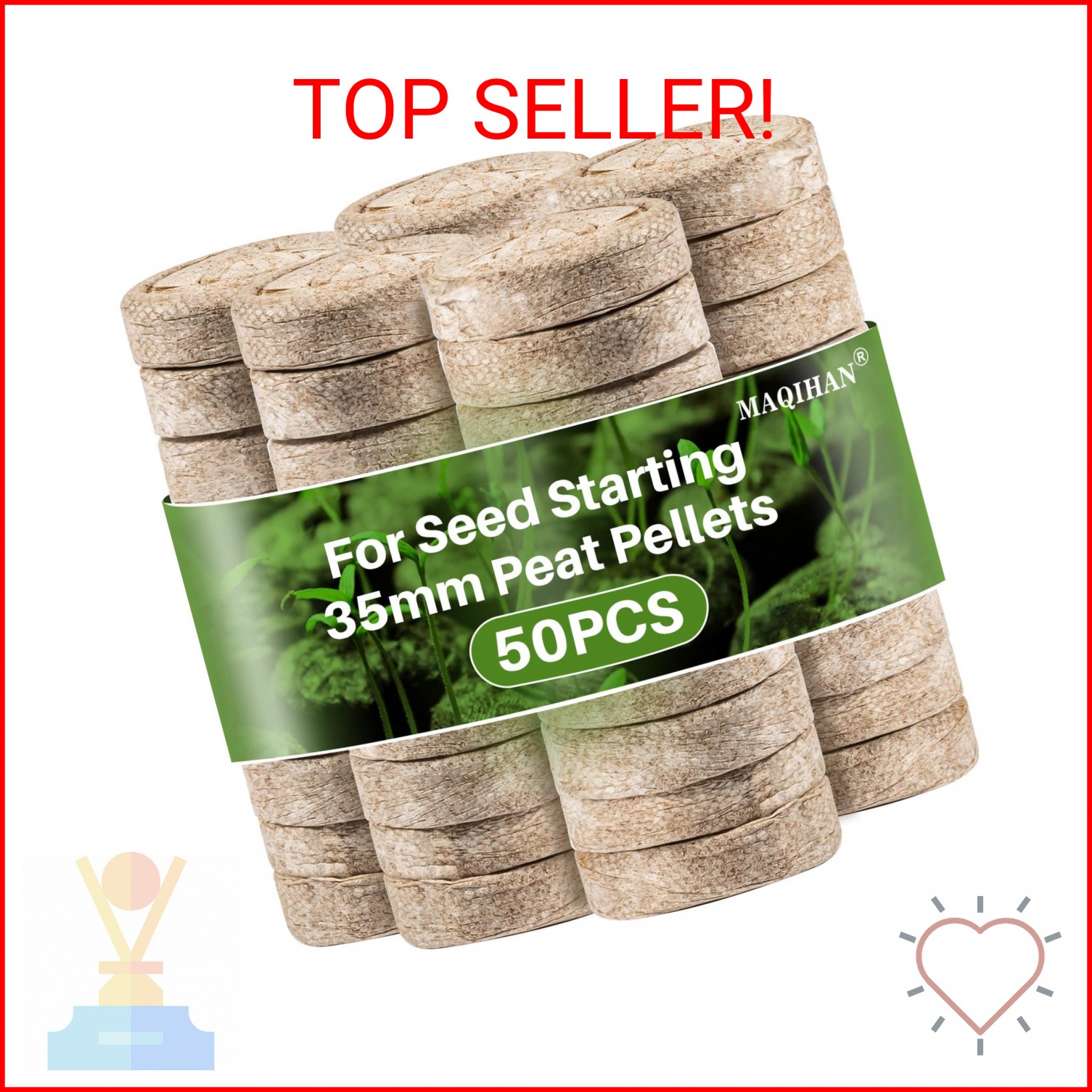 MAQIHAN 50PCS Peat Pellets for Seedlings – 35MM Seed Starter Pellets Peat Pods f