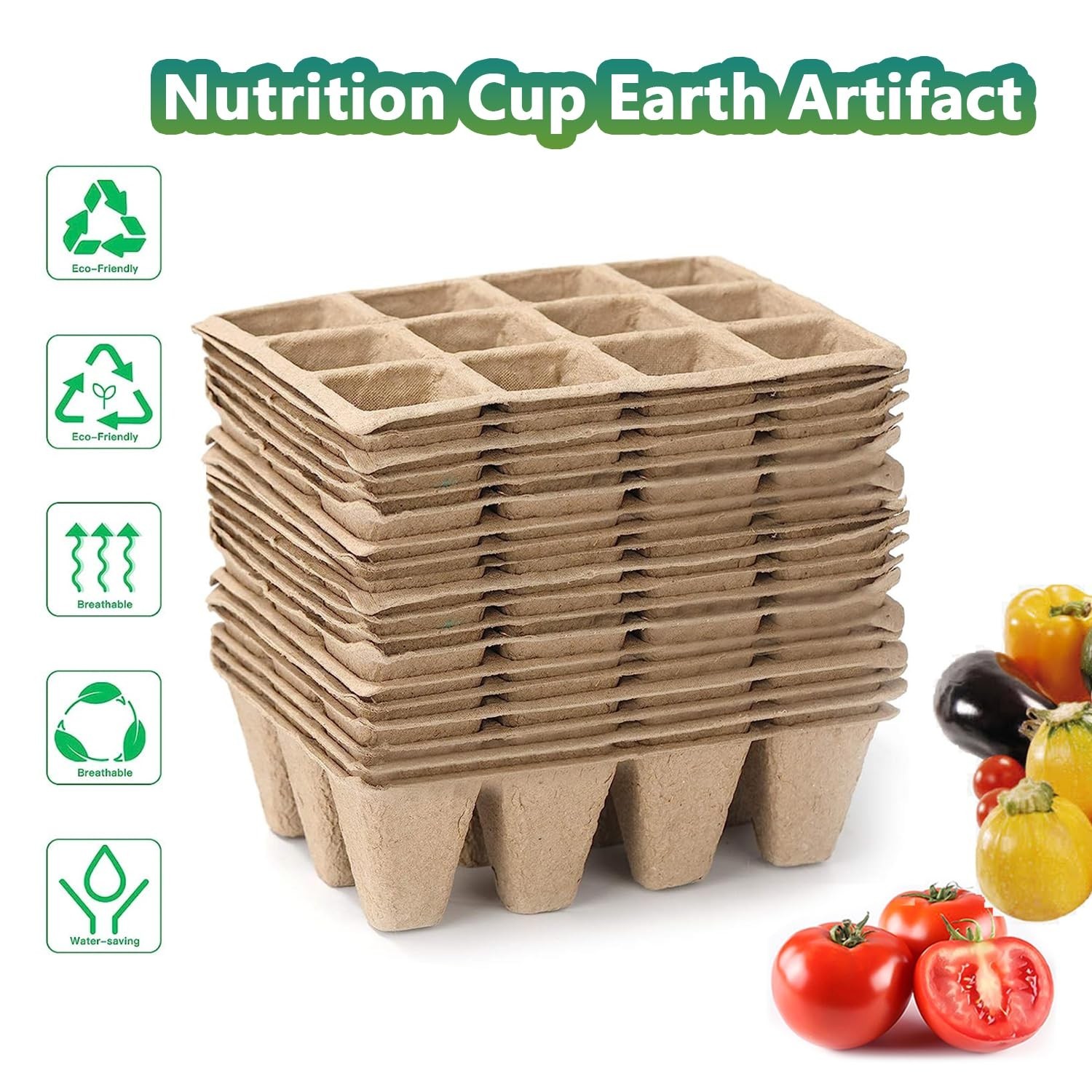 120 Cells Seed Starter Tray, 10 Pack Biodegradable Peat Pots with 100 Labels,…