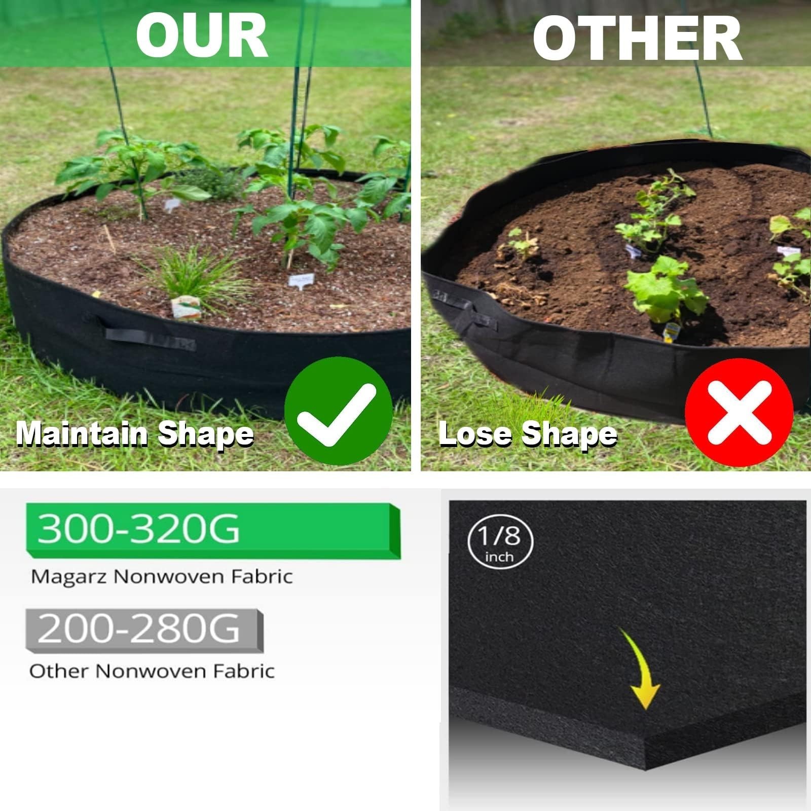 ZtohPyo 2-Pack 15 Gallon Grow Bags,Round Fabric Raised Garden Beds with 2 Han…