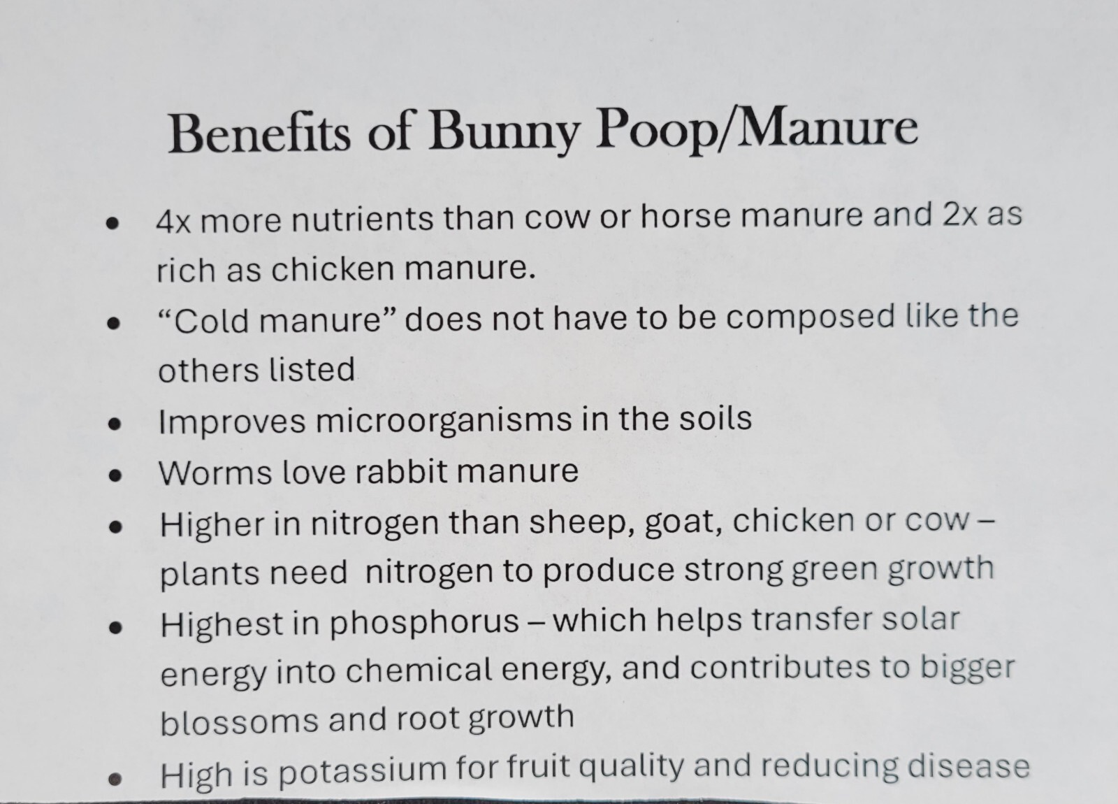 Bunny Rabbit Fertilizer Poop Manure